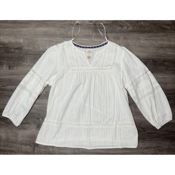Women's Knox Rose White Peasant Blouse Pullover Size Small Rayon Cotton - Picture 1 of 6